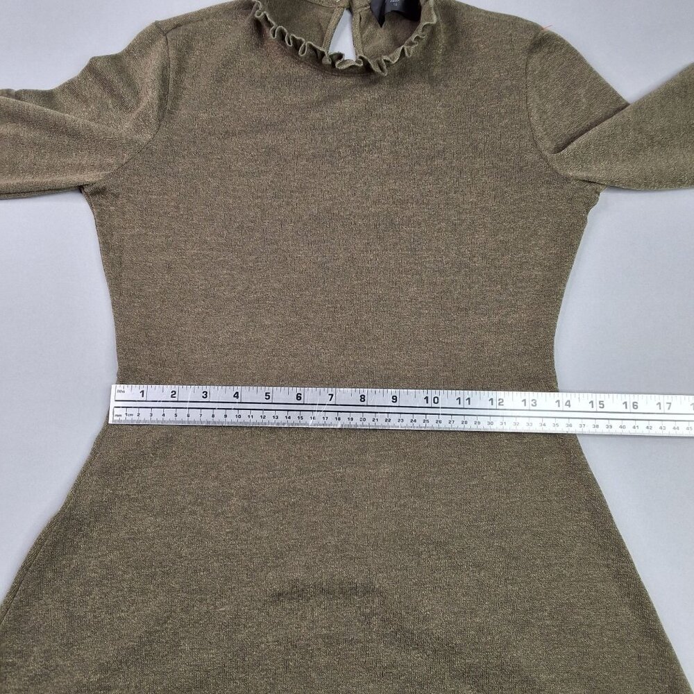 AX Paris Long-Sleeve Dress High Ruffled Collar & Bell Sleeves Size 10 Acadamia - Picture 5 of 10